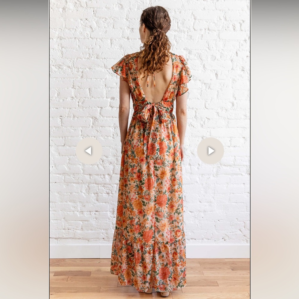 STORIA Peachy Shimmer Maxi in Peach Floral